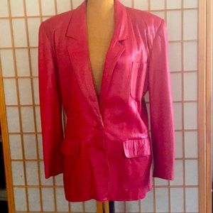 1980s Ladies Cherry Red Leather Blazer